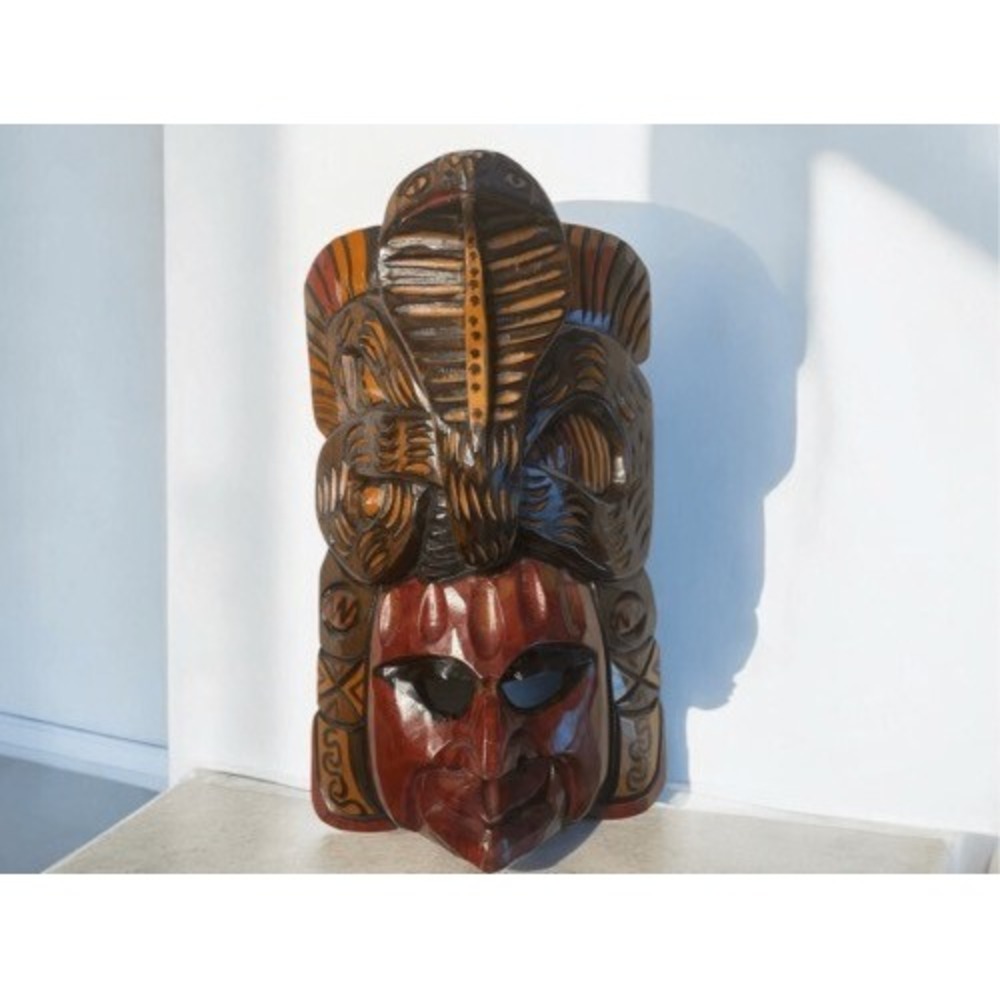 VTG Folk Art Wall Decor Fortune Protect Guatemalan Mayan Wooden Mask Size L